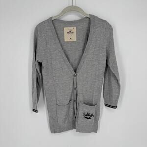 Vintage y2k 90s Hollister cardigan sweater medium M gray fitted party schoolgirl